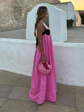 Color Lace Up Sling Maxi Dress Ladies Sexy Backless Off Shoulder Sleeveless Dresses Loose Female Party Holiday