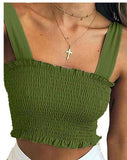 Autumn Tube 2020 New Crop top Women Bow Tie Strap Ruched tank Top Lettuce Edge Elastic Camis 17