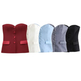 Women's Clothing 2025 Spring New Sexy 4 Color Tight Single-Breasted Breast Small Vest + Short Skirt