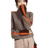 And Winter Design Feeling Lazy Loose Colliding Sleeve Full Imitation Wool High-Neck Knitting Sweater Women Autumn And