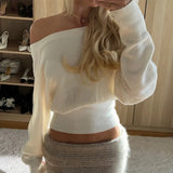 White Ribbed Off-shoulder Top- Outfit