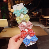 New Girls Cute Plaid Print Star Hairpins For Kids Children Sweet Headband Hair Clips Barrettes Fashion Bow
