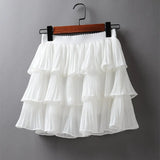 Ruffles Layered Elasticity Waist Mini Skirt-Outfit