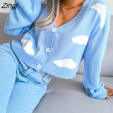 casual Knitted Cardiagn for women Autumn and winter new white cloud knitted cardigan sweater jackets women's