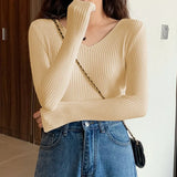 Basic B-neck Solid Autumn Winter Pullover Women Female Knitted Ribbed Sweater Slim Long Sleeve Badycon High Quality