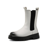 Zingj Boots Autumn Breathable Male High Top Leather Shoes Work Boots Korean British Style Ankle Boots