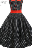 Polka Dot Printed Vintage Dress Women Summer Y2K Retro 50s 60s Pin Up Rockabilly Party Dress Robe