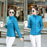 Jacket Women Parkas Light Outerwear solid Coats Short Female Slim Cotton padded basic tops