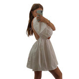 Women Summer Dress Summer Fashion White Elegant Puff Sleeve Backless Party Beach Dress Vacation Casual Mini
