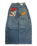 Zingj Wide-Leg Jeans Men Y2K Hip-Hop Harajuku High-Quality Street Rest 1215-1-Outfit