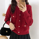 Zingj Autumn And Winter New Korean Version Sweater Coat Female Temperament Sweet College Wind Long Sleeve Knit Cardigan Jacket Female-Outfit