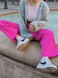 Pink Casual Relaxed Boyfriend Jeans- Outfit
