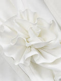 Halter Flower Cut Out Slim Long Dress Elegant White Sleeveless Skinny Cutout Floral Pleated Maxi Dress Club Party