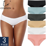 3PCS/Set Women's Panties Cotton Underwear Solid Color Briefs Girls Low-Rise Soft Panty Women Underpants Female
