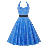 Women Polka Dot Print Summer Dress Sexy Retro White Halter Vintage Dress 2022 Robe Femme Pin Up Rockabilly Party