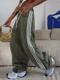 Wind Side Striped Bump Color Splicing Jeans Belt Belt With Casual High-Rise Thin Loose