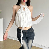 2024 Summer New Women's Clothing Niche Design Feeling Hanging Back Wave Decoration Small