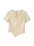 Clothes T-shirt O-Neck Short Sleeve Casual 90s Korean Fashion Sexy Chic Heart Hollow Out Tee Top 2022 Summer Female