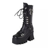 For Martin Boots 2025 Autumn And Winter New Rivet Tie With Thick And Medium Boots Female Large Size Knight