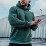 Solid Warm Fleece Woolen Hoodie Top Men Autumn Winter Long Sleeve Hooded Sweatshirts Casual Loose Pullover For Mens