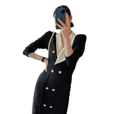 Zingj Temperament Deep V-Neck Black Knit Dress 2024 Summer Women's New Slim Thin Long Skirt-Outfit