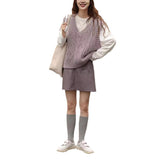 Zingj Small V Collar Soft Waxy Simple And Generous Knitting Vest New Female Gentle Girl Pure Color Sweet Sister Vest Female-Outfit