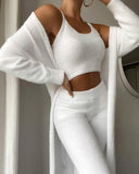 V-neck Temperament Commute Plush Short Pants Three-piece Suit Women's
