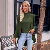 Autumn And Winter Casual Women's Wear Trend Solid Color Half High Collar Long Sleeves Fake Two Shirts
