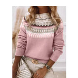 Hot New Sweater Women's Round Collar Color Loose Fashion Knitted Shirt Long