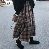 Plaid Women Pleated Skirts 2020 Japanese Style Autumn Long Girls Skirt Female Korean Winter Warm Thick Mujer Midi