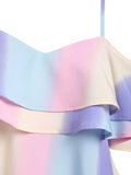 Shoulder Pastel Color Fairycore Vaccine Top Fancy Like Rainbow Cold Shoulders Ruffled Ombre Color Tee Girl Summer