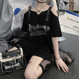 Printed Off Shoulder Women Tshirts Casual Streetwear Y2k Aesthetic T Shirt Girl Sweet Tops Harajuku Graphic Tees