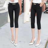 Women Summer Skinny Breeches Cropped Trousers High Waist Office Lady Slim Capris Pantalon Femme Woman Bodycon Pencil