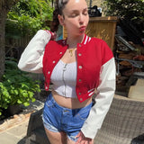 Fashion Casual Streetwear Women Long Sleeve Single Breasted PU Leather Patchwork Coat Sportswear Slim Female
