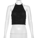 Summer Fashion Trend Women's New Hanging Neck Bare Back Solid Color Bhise Small