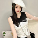 Summer Women Big Brand Knitted Vest Female Fashion Letter Embroidery Sexy Slim Fit Striped Camisole Bra Designer