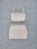 Net Dress Slim Tidling Waist Waist Vest Ass Two-Piece Sling