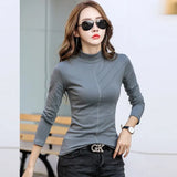 slim fit tshirt femme cotton tee shirt camisas mujer 2021 t-shirt thicken t shirt long sleeve tops womens