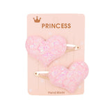 Glitter Cartoon Cartoon Love Heart Crown Hair Clips For Girls Handmade Hairpins Boutique Barrette Kids Hair