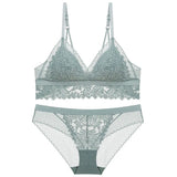 New French underwear Set Lace Sexy Push-up Bra And Panty Sets Comfortable Brassiere Wire Free Embroidery Flowers