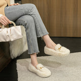 Shoes Women Wear 2025 New Korean Version Of Fairy Lefu Shoes One Foot Pedal Beans Shoes Women Winter Plus Velvet Cotton