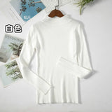Women Turtleneck Sweater Casual Long Sleeve Korean Harajuku Slim Knitted Pullover Vintage Solid Skinny Jumper Elegant Tops