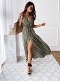 Women Dresses Summer Fashion Polka Dot Split Boho Dress Women Casual Beach Vacation Long Dresses Vestido De Mujer