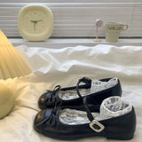 Thin Round Head Bow Flat Sole Single Shoes Summer New Small Leather Shoes Light Mouth Mary Jane