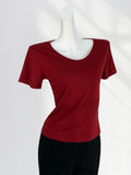 Zingj West Sister With The Same Wine Red Short-Sleeve T-Shirt Female Shoulder Chic Beautiful Small Shirt This Life Year Slim
