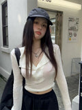 Harajuku Shirt Skinny T-shirt Women Long Sleeve Knitted Tee Tops Korean Style Streetwear Grunge Aesthetic Tops