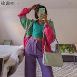 Autumn Fashion Zipper High Waist Solid Casual Wide Leg Pants Women 2020 Street Loose Straight Thicken Female