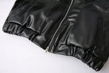 Black Bow Faux Leather Biker Jacket- Outfit