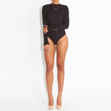 Long Sleeve Sexy Bodysuit Autumn Winter Female Warm Clothes Slim Fit Fashion Solid