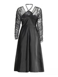 Elegance Elegant Dress 2025 Summer New Mesh Splicing Hanging Neck To Show Thin Fashion